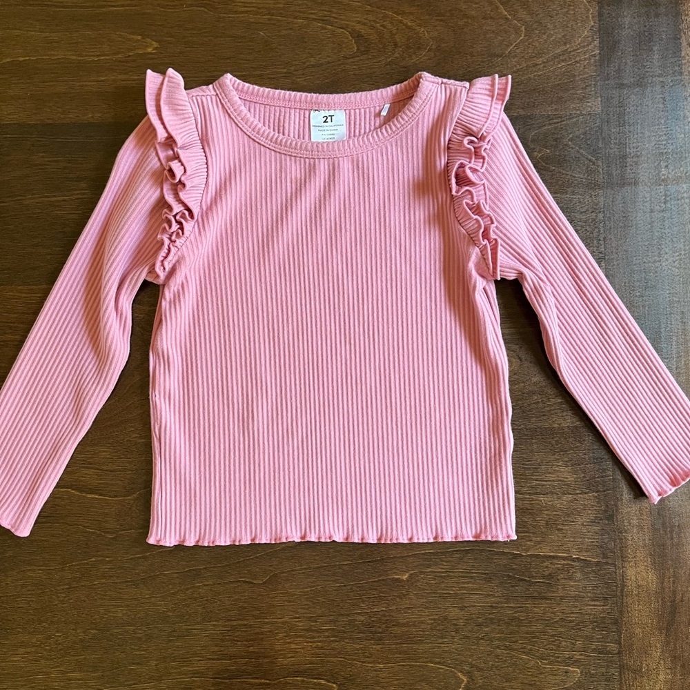 Little Sleepies Pink Ruffle Long Sleeve Tee